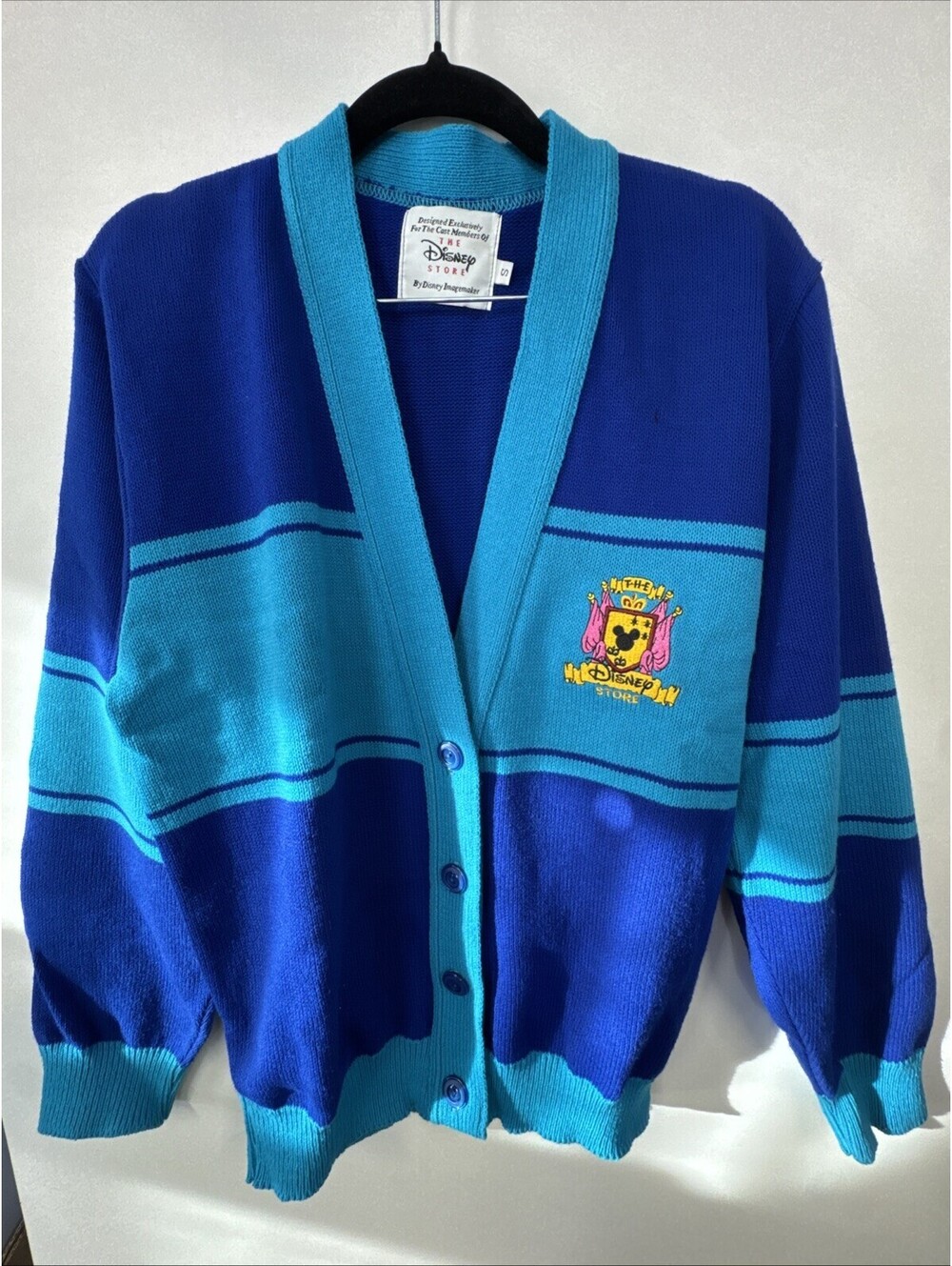 The Disney Store Cast Member Employee Only Exclusive Blue Cardigan Sweater SMALL